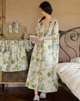 Bamboo Cotton Pajama Set or Nightdress – Green Watercolour Floral | Lian Collection