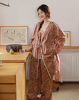 3‑Piece Bamboo Cotton Pajama Set with Robe | Rouge Bloom | Lian