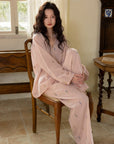 Embroidered Bamboo Cotton Loungewear Set – Wheat Apricot | Lian Collection
