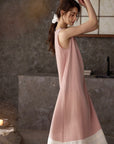 Cotton gauze lace nightgown worn