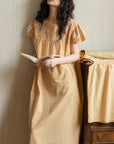 Cottage cotton maxi nightdress detail
