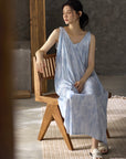 Breathable blue cotton slip dress