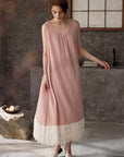 Cotton gauze nightgown lace detail