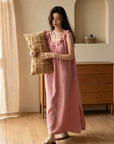 Rose pink cotton nightdress worn