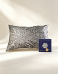 100% 6A Grade Mulberry silk pillowcase and a box labeled 'LIAN' on a beige background