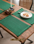 Woven Cotton‑Linen Christmas Placemats – Fringe Set of 2 | Lian Collection
