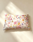 Floral-patterned pillow on a beige background - Mulberry Silk Pillowcase in 25 Momme