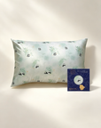 Silk pillowcase with panda design and packaging on a light background - 100% 6A Grade Mulberry silk