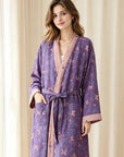 Double‑Layer Gauze Cotton Kimono Robe – Artisan Print | Lian Collection