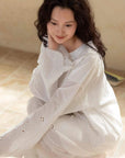 Embroidered Bamboo Cotton Pajama Set – Ruffle Collar | Lian Collection