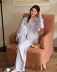 Bamboo Cotton Pyjama Set (Button‑Front) | Lilac Grey Embroidery | Lian