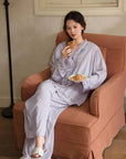 Bamboo Cotton Pyjama Set (Button‑Front) | Lilac Grey Embroidery | Lian