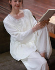 Cotton Gauze Nightwear – Lace Trim & Floral Embroidery (Nightdress or Set) | Lian Collection