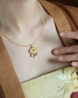 Jade & Pearl Necklace - Traditional Chinese Good Fortune Koi Blessing - Lian