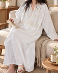 Embroidered Gauze Cotton Robe & Slip Dress Set – Kimono Loungewear | Lian Collection