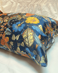 Rococo Garden Silk Pillowcase House Warming Gift Blue Silk Pillow of Luxury Bedding by Handmade Silk Gift for Her - Lian