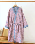 Double‑Layer Gauze Cotton Kimono Robe – Artisan Print | Lian Collection