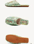 Embroidered Slippers / Women Winter House Shoes with Traditional Chinese Dragon and Floral Designs - Sea green - Lian