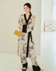 Luxury Oriental Style Silky Pajamas for Women – Elegant Floral Loungewear with Lace Trim - Lian