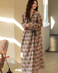 Luxury Cotton Robe for Women with Bamboo Design – All-Season Lounge Wear - Lian