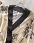 Luxury Oriental Style Silky Pajamas for Women – Elegant Floral Loungewear with Lace Trim - Lian