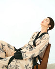 Luxury Oriental Style Silky Pajamas for Women – Elegant Floral Loungewear with Lace Trim - Lian
