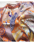 Oriental Pattern Mulberry Silk Scarf Silk Road Dual Colour Handmade Scarf 110cm Large Square Silk Shawl Oriental Heritage Gift for Birthday