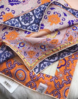 Oriental Pattern Mulberry Silk Scarf Silk Road Dual Colour Handmade Scarf 110cm Large Square Silk Shawl Oriental Heritage Gift for Birthday