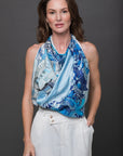Customized Silk Scarf for Summer 90cm Handmade Silk Shawl Top Ideal for Beach Holiday Gift for Her Blue Artisan Beachwear