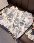 Luxury Oriental Style Silky Pajamas for Summer – Elegant Floral Loungewear with Lace Trim – Women Loungewear | Silk Kimono Robe