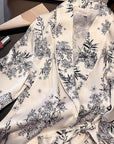 Luxury Oriental Style Silky Pajamas for Summer – Elegant Floral Loungewear with Lace Trim – Women Loungewear | Silk Kimono Robe
