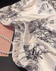 Luxury Oriental Style Silky Pajamas for Summer – Elegant Floral Loungewear with Lace Trim – Women Loungewear | Silk Kimono Robe