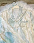 Silky Pajamas Dress: Women's Long Sleeve Sleep Shirt, Ink Painting Design