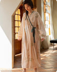 Luxury Cotton Robe for Women Christmas gift for Her All-Season Long Sleeve Lounge Robe, Winter Bathrobe for Indoor and Outdoor Wear