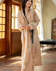 Luxury Cotton Robe for Women Christmas gift for Her All-Season Long Sleeve Lounge Robe, Winter Bathrobe for Indoor and Outdoor Wear