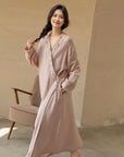 100% Cotton Gauze & Silk Embroidered Robe | Elegant Loungewear & Home Office Dress | Breathable & Lightweight