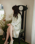 Silky Pajamas Dress: Women's Long Sleeve Sleep Shirt, Ink Painting Design