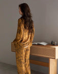 Vintage Oriental Silk Blend Pyjama Set – Soft & Breathable Sleepwear, Elegant Loungewear, Chinese Ink Painting Inspired, Wrinkle-Resistant & Lightweight, Multi-Purpose Wear