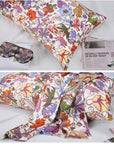 Floral Silk Pillowcase - 100% Mulberry Silk Luxury Damask Silk Pillow Cover, Breathable & Hypoallergenic, Anti-Frizz & Anti-Wrinkle, Valentine Gift for Her