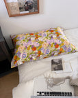 Floral Silk Pillowcase Impressionism Style Mulberry Silk Pillow Floral - Luxury Pillowcase with Silk Eye Mask Set for for Beauty Sleep