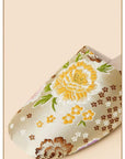 Embroidered Satin Slippers: Chinese Dragon Floral House Shoes