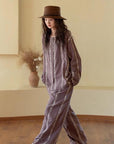 Bohemian Embroidered Cotton Gauze Loungewear Set | Two-Piece Pants or Dress Robe Style | Soft Breathable Sleepwear Home Outfit for Women