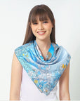Blue Silk Scarf Blue and Beige Inspired by Chinese Mythology Dual Colours Scarf Gift for Her Gift for Birthday Perfect Gift for Valentine’s