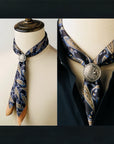 Handcrafted Men's Silk Scarf with Scarf Ring | Dapper Silk Kerchief for Suit Accessory for Men Handmade Scarf Gift Father's Day Gift