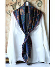 Ottoman Style Blue Silk Scarf 100% Mulberry Silk 106cm Square Hijab Shawl Head Wrap for Women Islamic Elegant Gift Ramadan Eid Modest Fashion Accessory