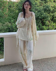 Gauze Pyjamas 3PCS Set with Camisole & Robe Sustainable Tie-Dye Loungewear Lightweight Breathable Organic Cotton Summer pyjamas