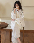Gauze Cotton Embroidered Loungewear Set for Women – Vintage-Inspired Two-Piece Homewear | Soft Natural Fibre Pyjamas with Hand Detail