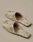 Embroidered Slippers for Women Open Toed Bamboo Footwear with Traditional Chinese Floral Designs Kimono Slippers Housewarming Gift