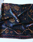 Ottoman Style Blue Silk Scarf 100% Mulberry Silk 106cm Square Hijab Shawl Head Wrap for Women Islamic Elegant Gift Ramadan Eid Modest Fashion Accessory