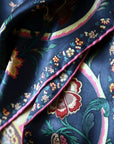 Ottoman Style Blue Silk Scarf 100% Mulberry Silk 106cm Square Hijab Shawl Head Wrap for Women Islamic Elegant Gift Ramadan Eid Modest Fashion Accessory